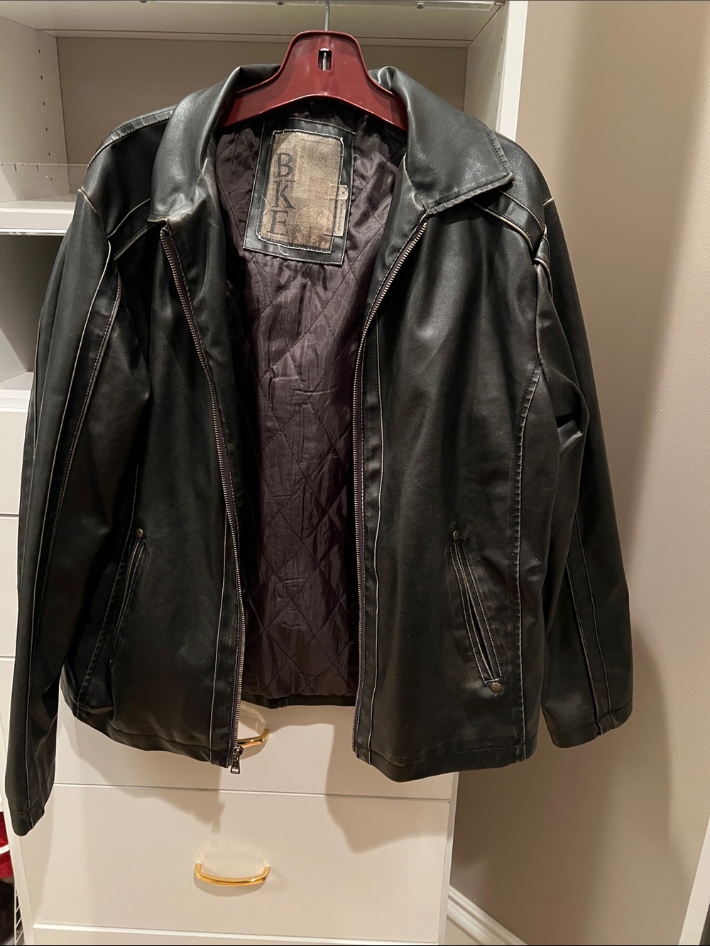BKE Black Faux Leather Zip-Front Jacket